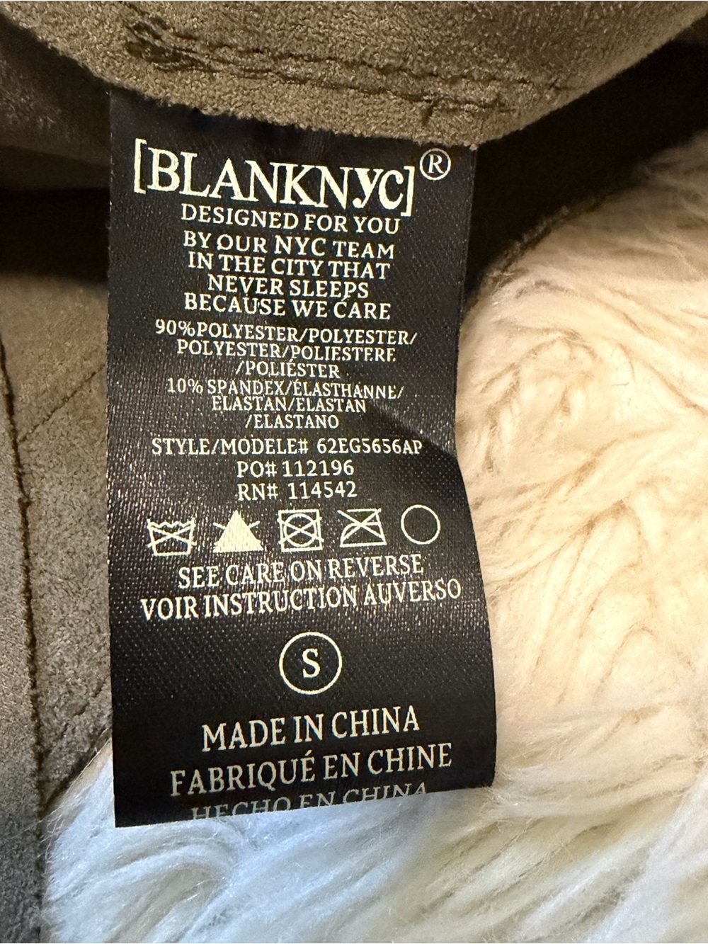 BLANK NYC Drape Front Faux Suede Jacket in Olive Green - Size Small - Picture 6 of 7
